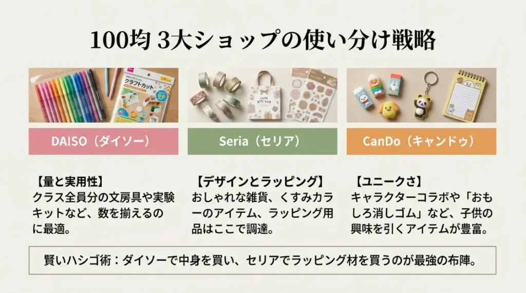 ダイソーやセリアにキャンドゥを加えた店別活用術