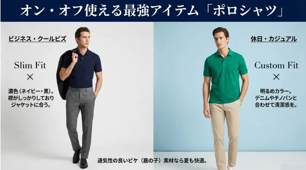 ビジネスから休日まで活躍するポロシャツの活用術