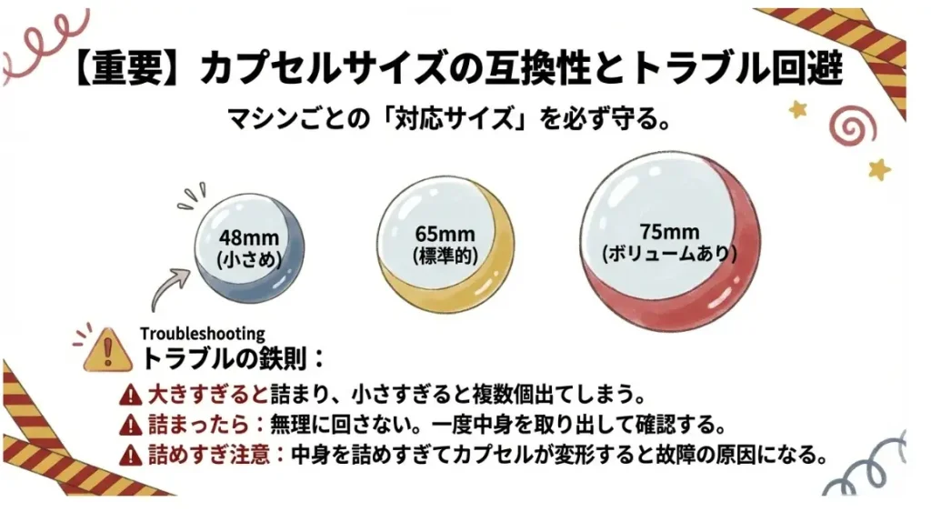 カプセルのサイズを合わせて故障リスクを回避する