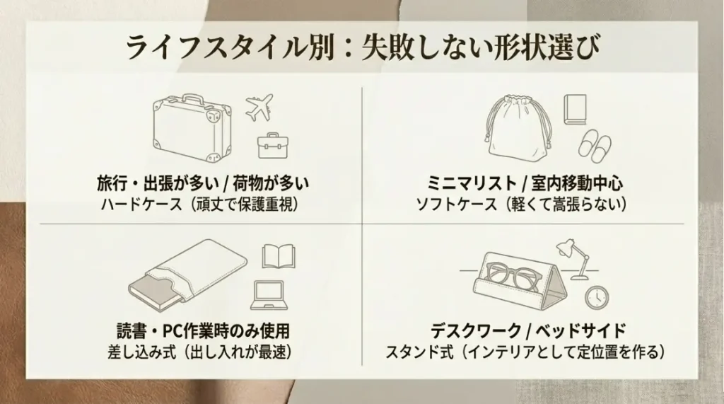 ライフスタイルに合わせた形状と機能性の選択