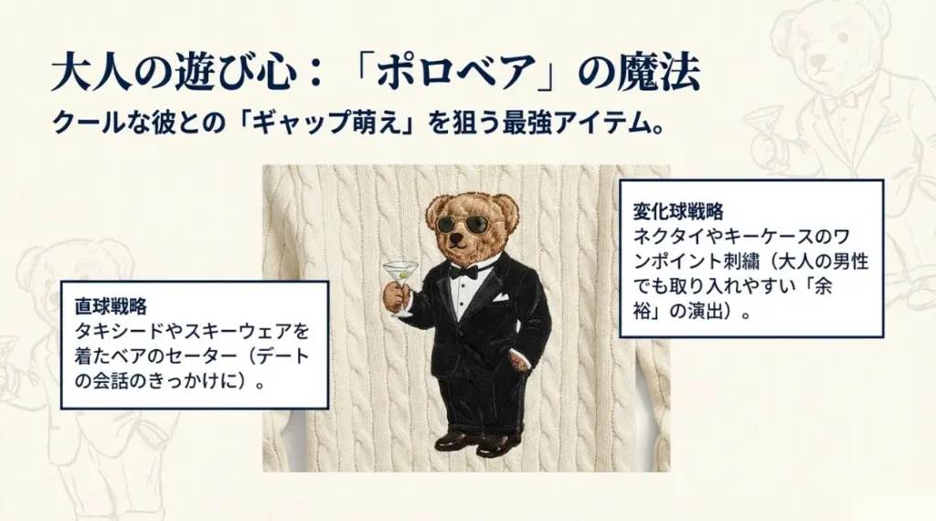 ポロベア刺繍が演出する大人の遊び心とギャップ