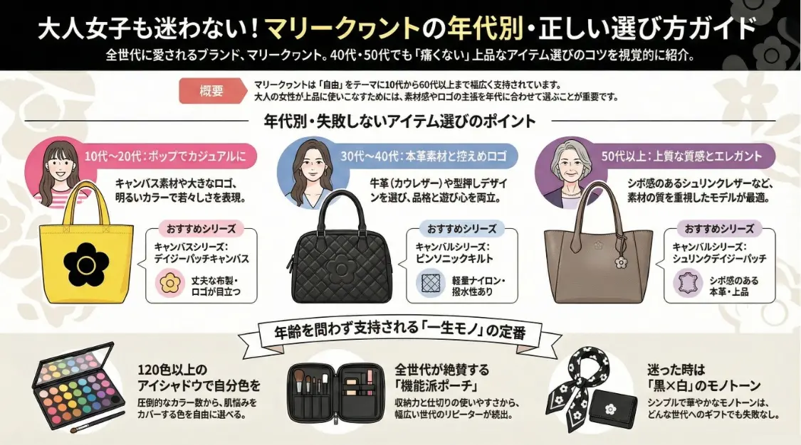 大人女子も迷わないマリークワントの年代別選び方ガイド