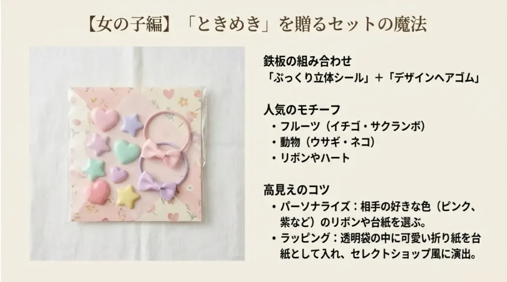 女の子がときめくシールやヘアゴムのプチギフト案