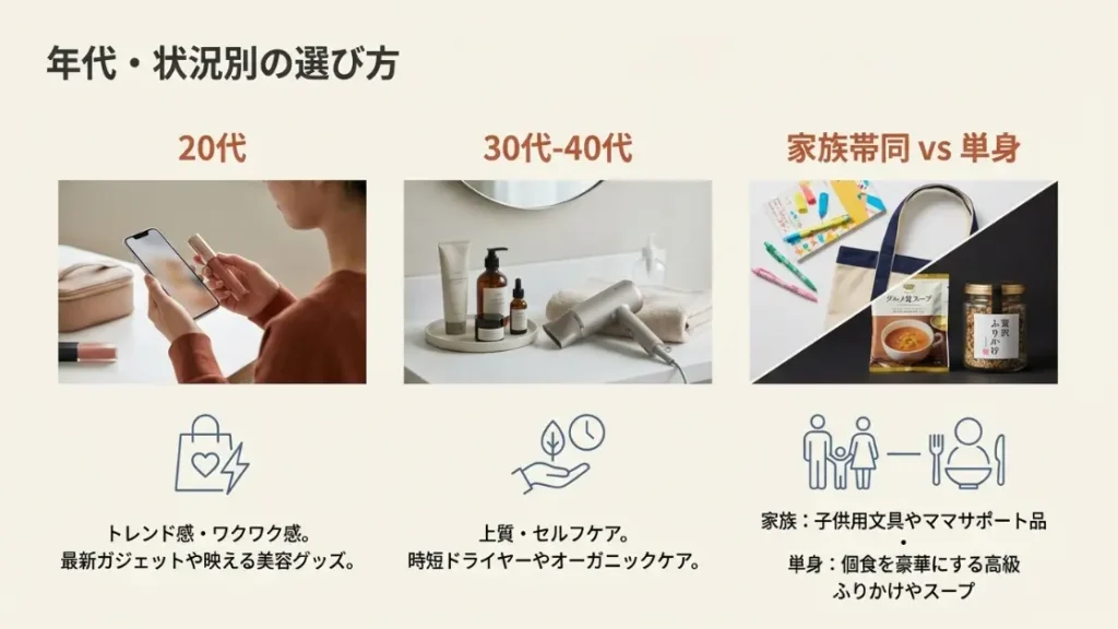 20代や30代の好みを反映した年代別ニーズ
