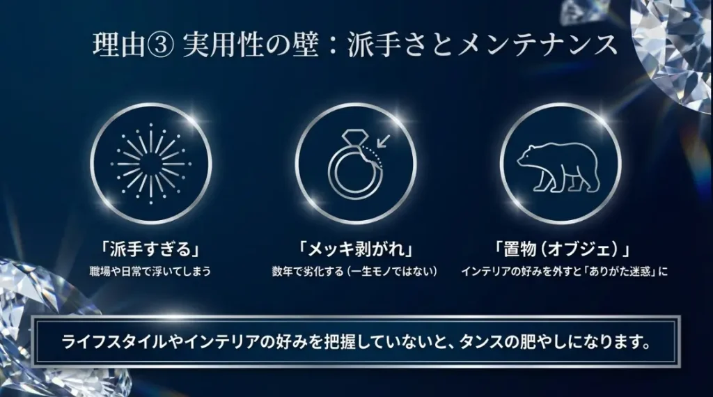 派手すぎるデザインとメッキ剥がれの懸念