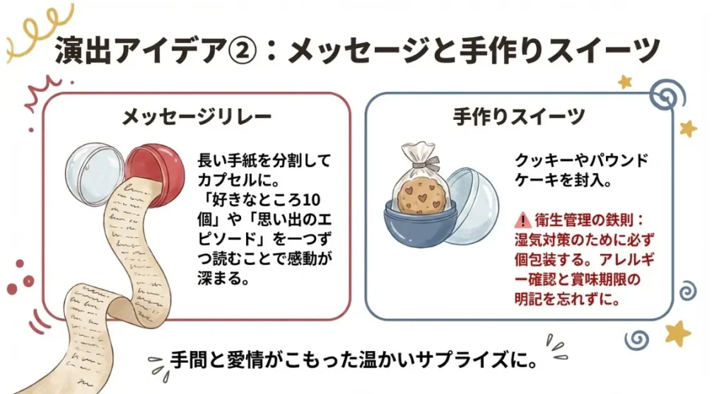 メッセージを込めたカプセルで想いを伝える工夫