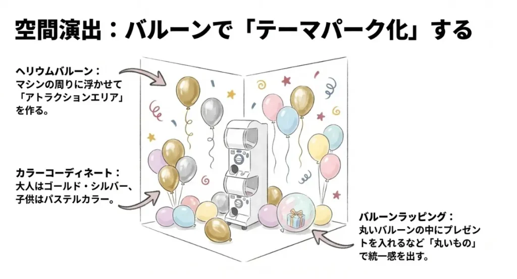 バルーンによる空間装飾でパーティーを華やかに