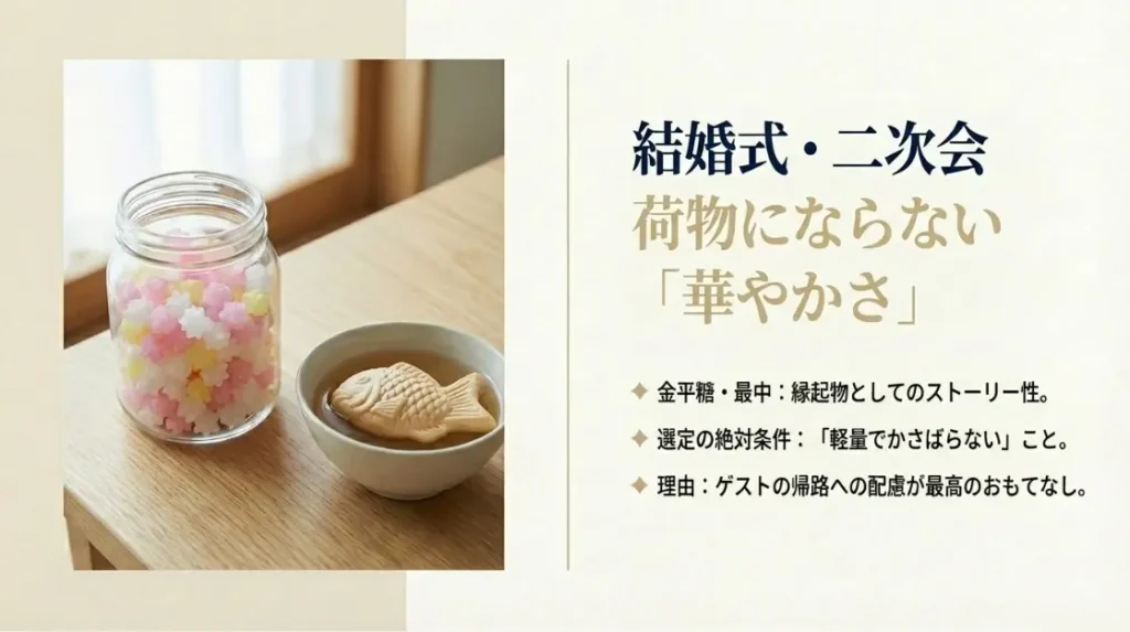 結婚式や二次会で重宝する華やかな消え物