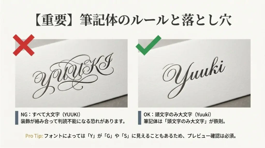 ゆうきのプレゼントを筆記体で綴る際のルールと注意点