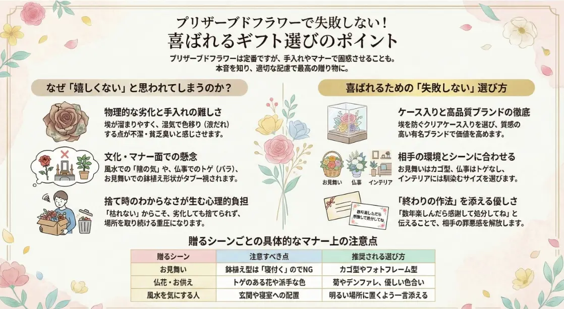 プリザーブドフラワーで失敗しない喜ばれるギフト選びのポイント