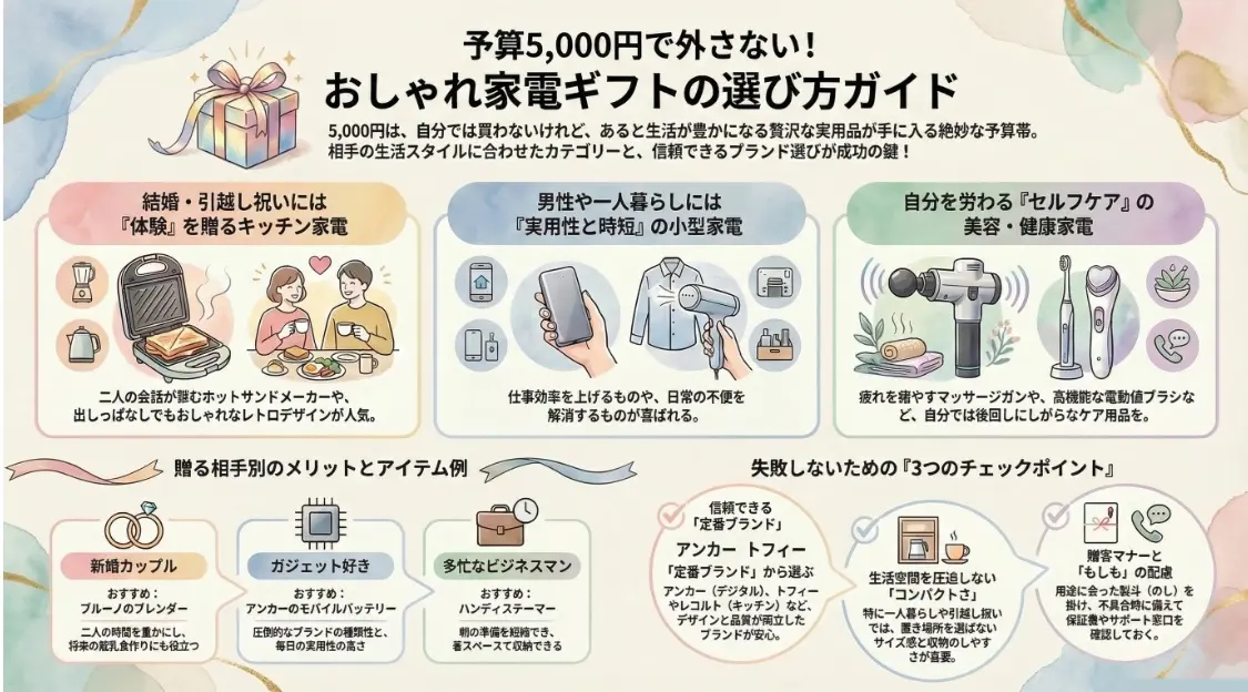 予算5000円で外さないおしゃれ家電ギフトの選び方
