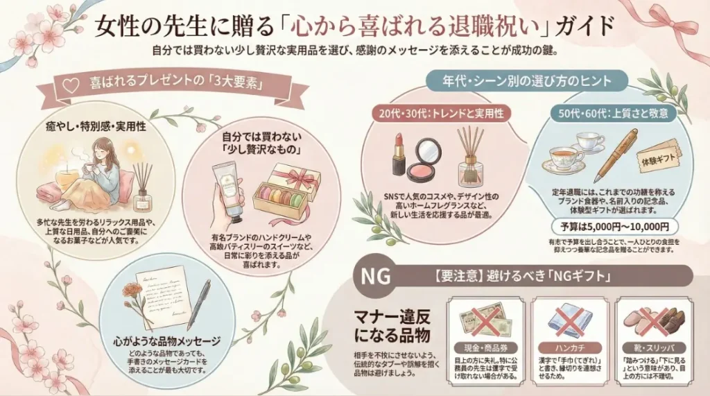 女性の先生が喜ぶ退職プレゼント|感謝が伝わる選び方