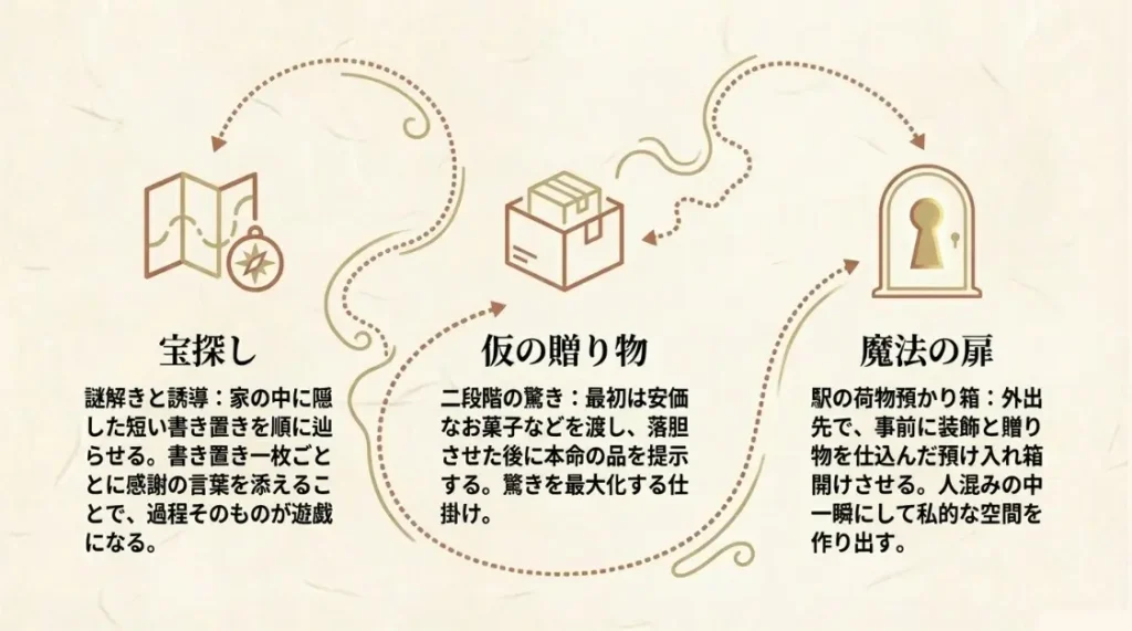 宝探しゲームやロッカーを使ったユニークな仕掛け