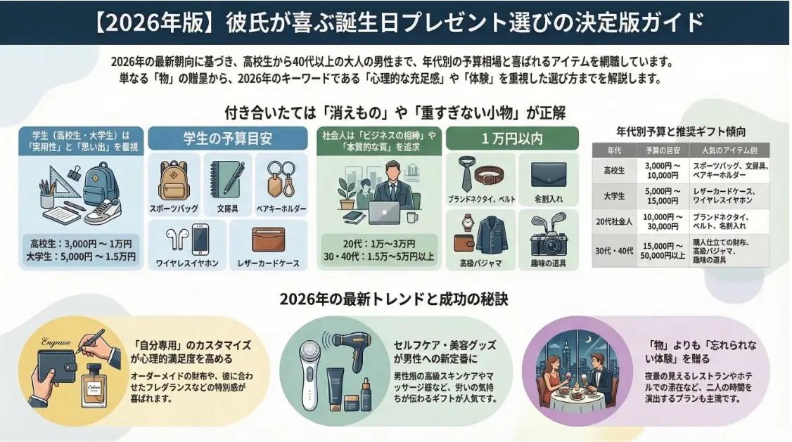 彼氏が喜ぶ誕生日プレゼント選びの予算と年代別決定版ガイド