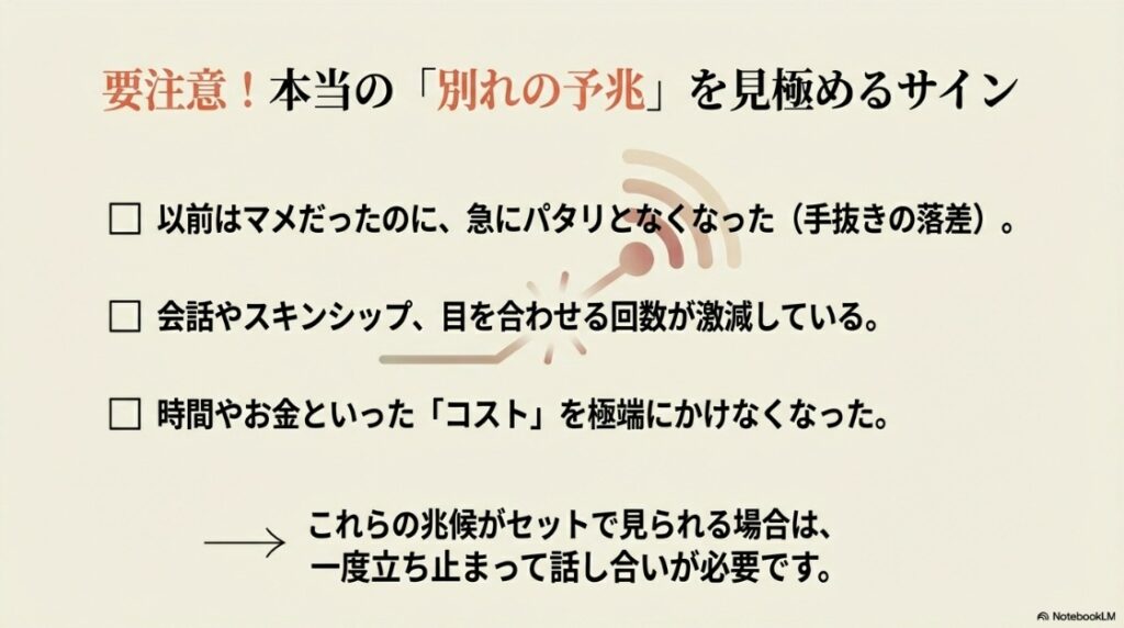 以前はあったのに急になしになる別れの予兆
