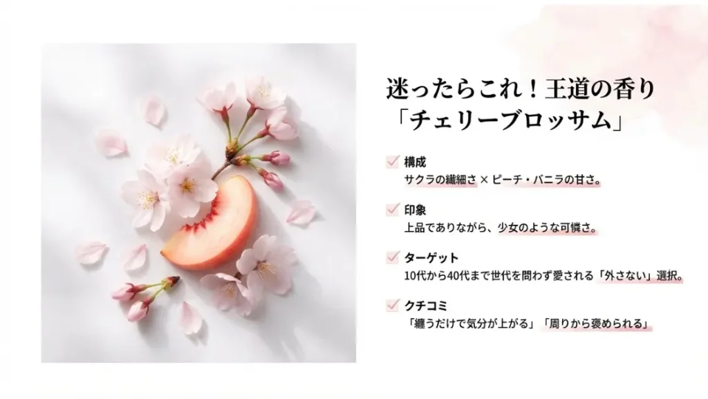 チェリーブロッサムなど人気の香りの特徴