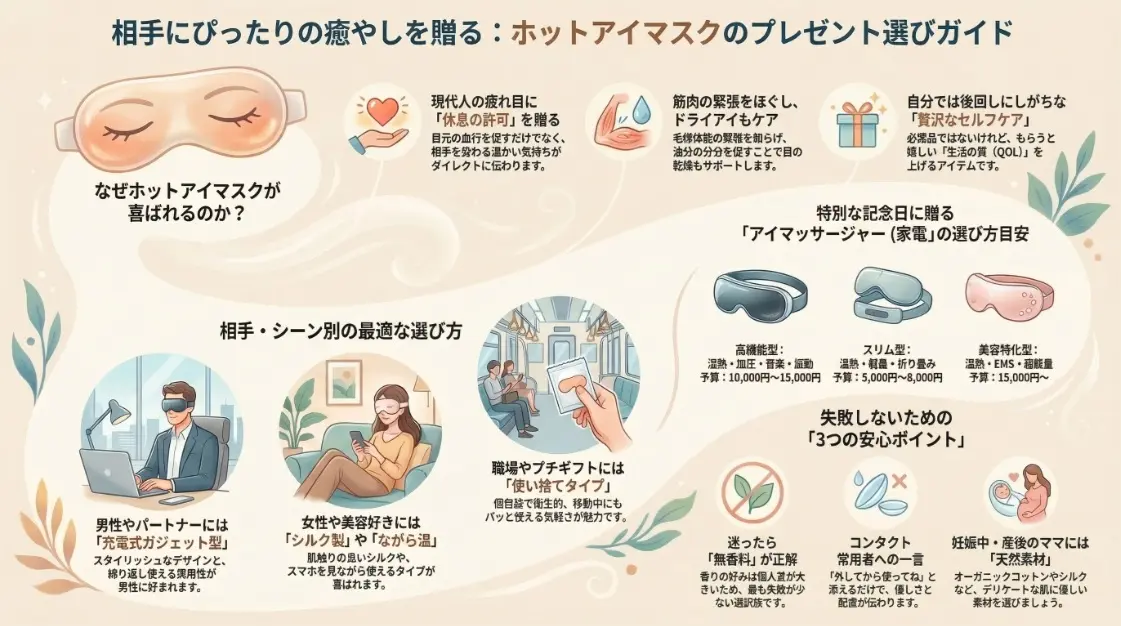 相手にぴったりの癒しを贈るホットアイマスクのプレゼント