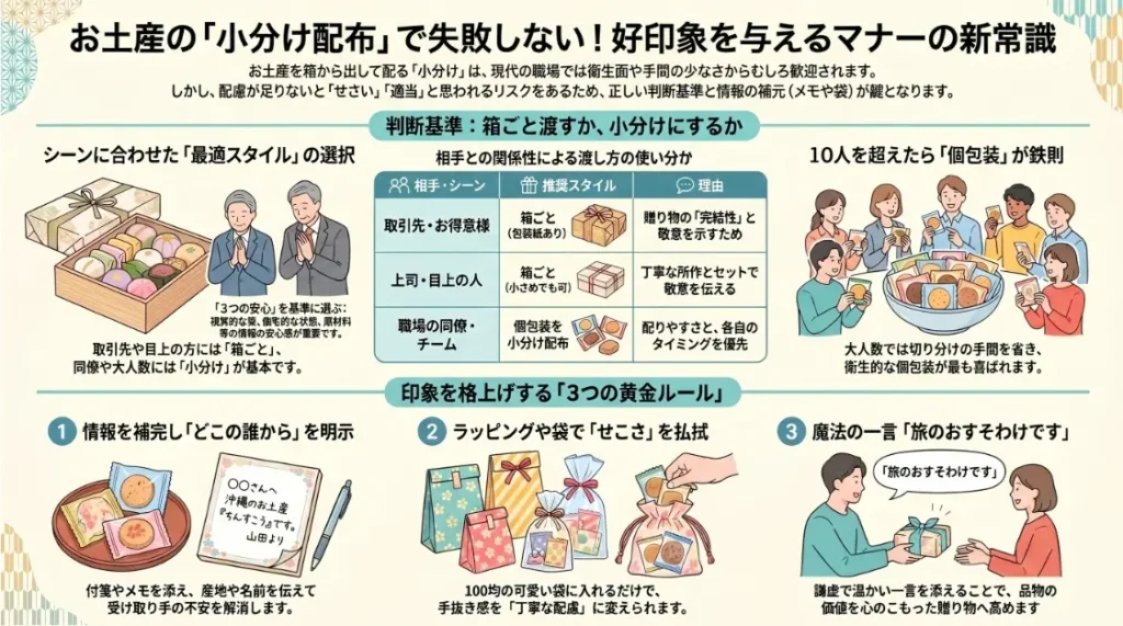 お土産の小分けは失礼？マナーと配り方のコツ