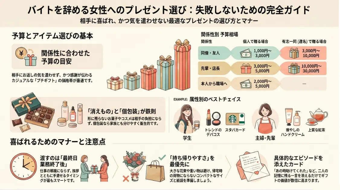 バイトを辞める女性へのプレゼント選び
