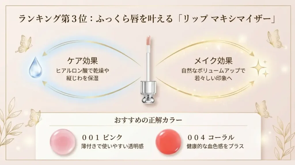 唇をケアするアディクトリップマキシマイザー