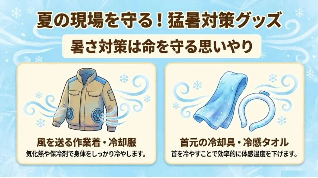 夏の熱中症対策に役立つ空調服や冷却グッズ