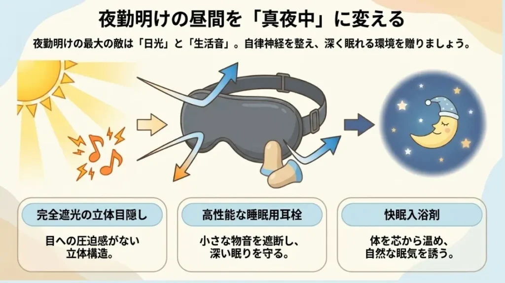 夜勤明けの睡眠の質を高める遮光アイマスクの活用