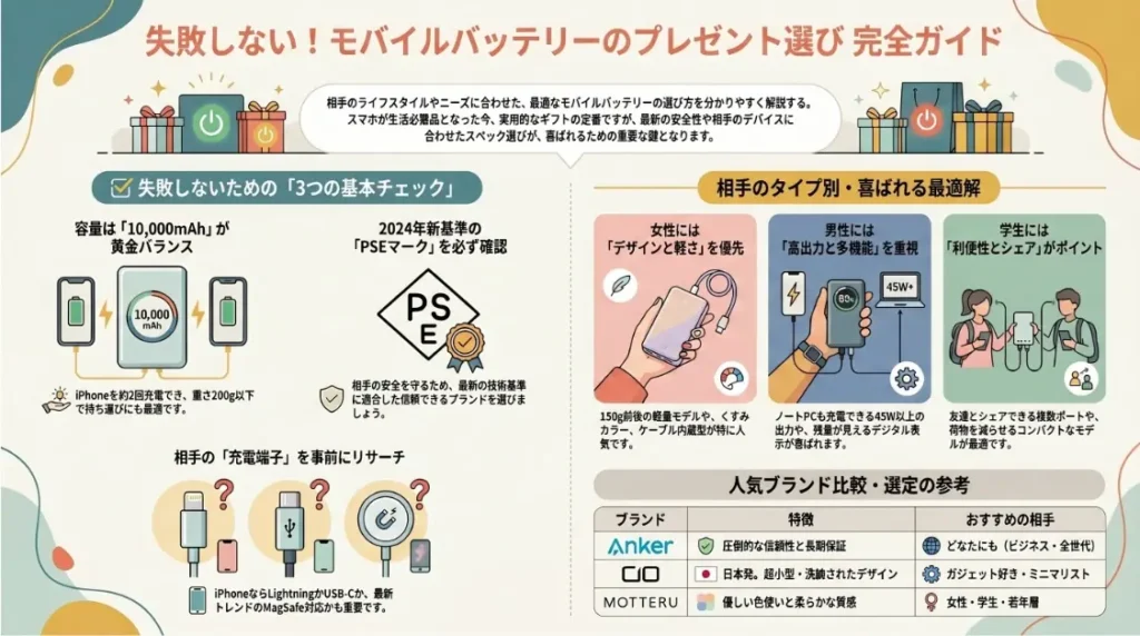 大切な人へのプレゼントにモバイルバッテリー