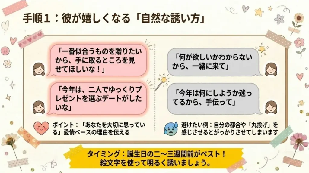 彼氏との誕生日プレゼントを一緒に買いに行く成功術
