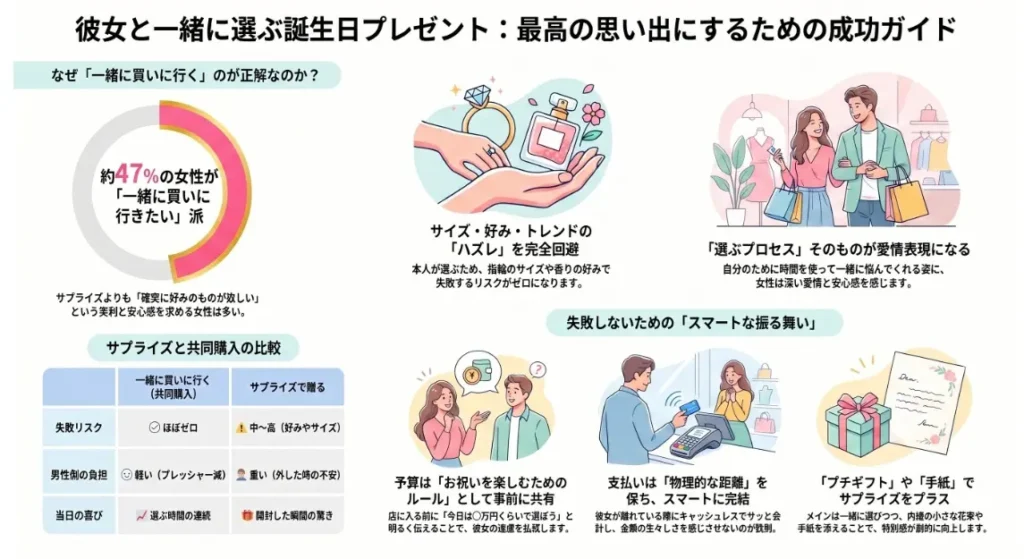 誕生日プレゼントを彼女と一緒に買いに行く