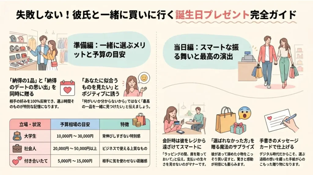 彼氏の誕生日プレゼントを一緒に買いに行く