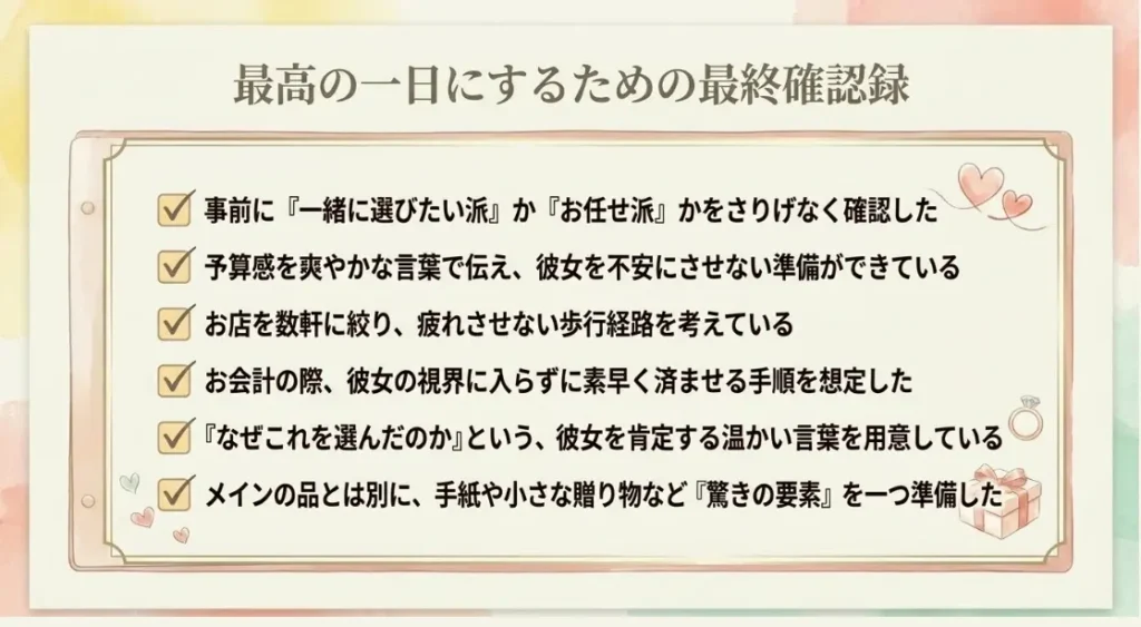 一緒に買いに行く誕生日プレゼントを彼女との思い出にするまとめ
