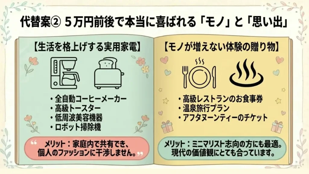 5万円前後で女性に喜ばれる代替ギフト案