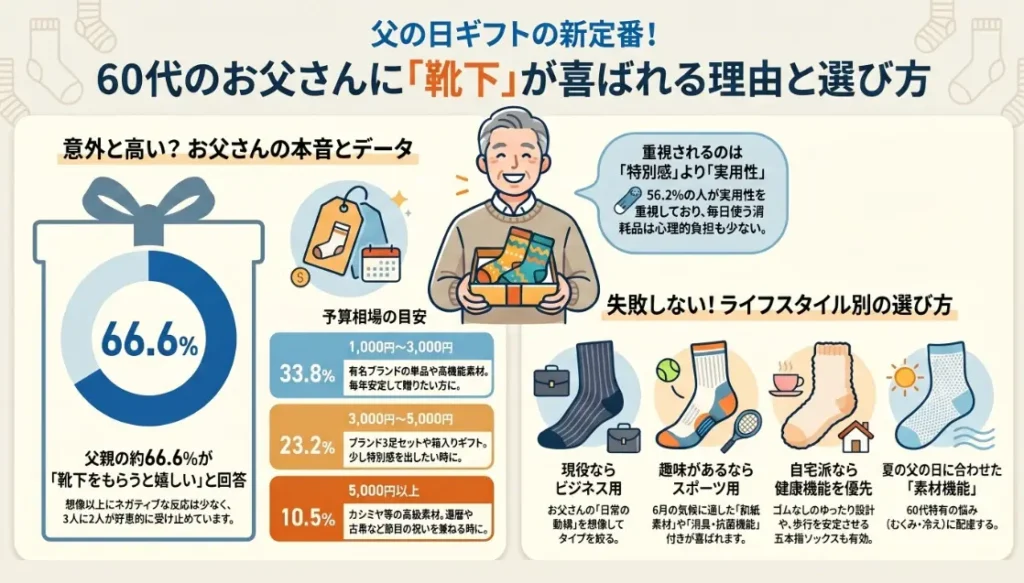 60代の父親に贈る父の日プレゼントに靴下が選ばれる理由