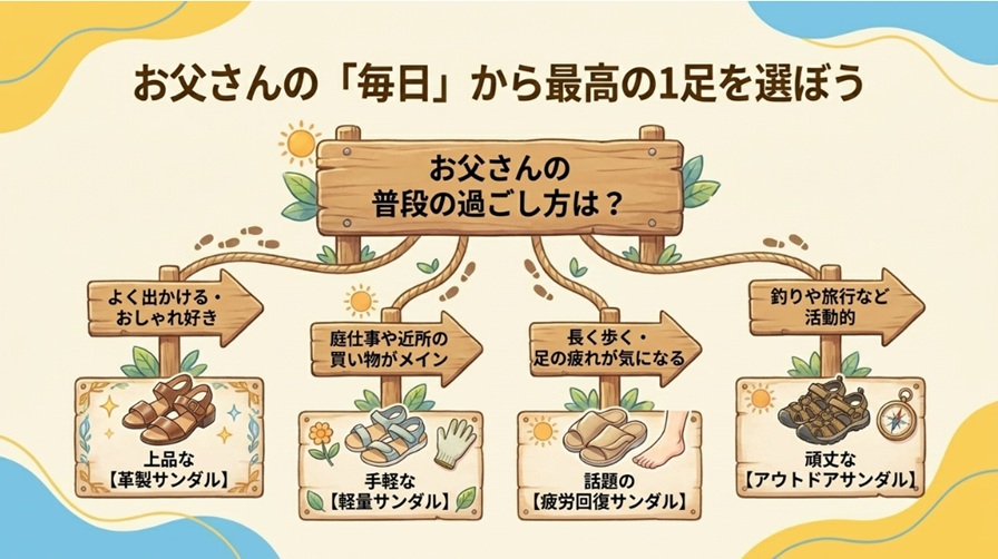 父の日のプレゼントに最適な60代向けサンダル選びのまとめ