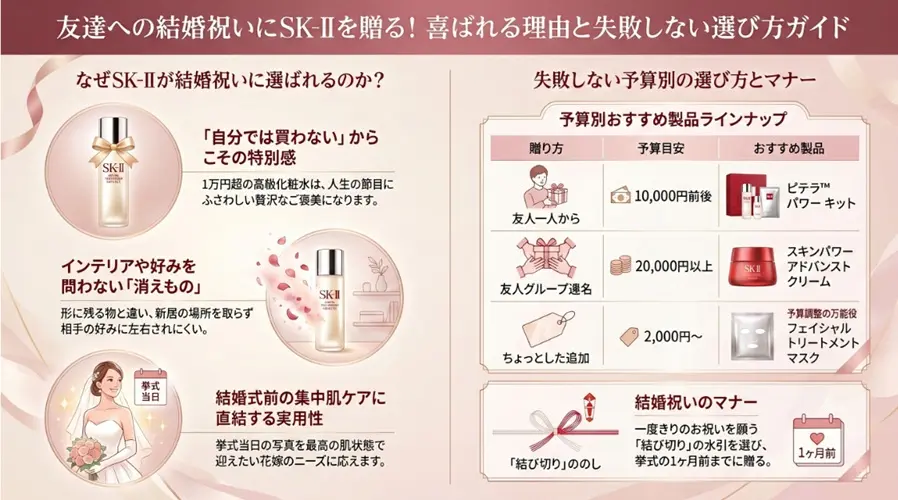 SK-IIは結婚祝いに友達へ贈ると喜ばれる?プレゼントの口コミ徹底解説
