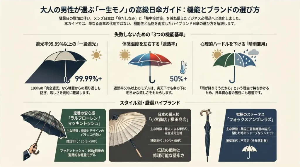 日傘メンズハイブランドおすすめ｜大人の男性が選ぶべき高級モデル