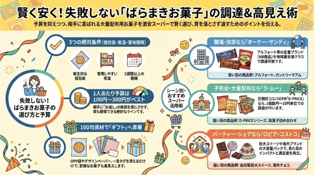 ばらまきお菓子は安いスーパーで！大量配布のコスパ術