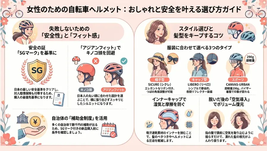 自転車ヘルメットのおしゃれな選び方｜女性におすすめの安全な一点