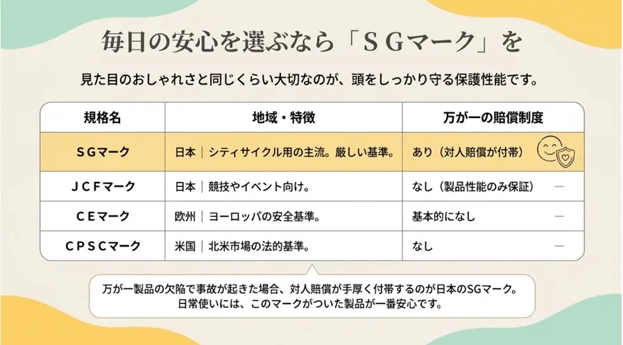 努力義務化された自転車ヘルメットの安全性とSGマーク