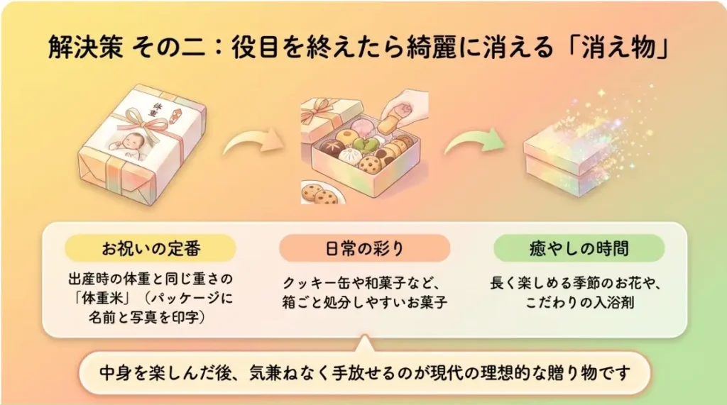写真入りカレンダーや手作りグッズに代わる消え物ギフトの提案