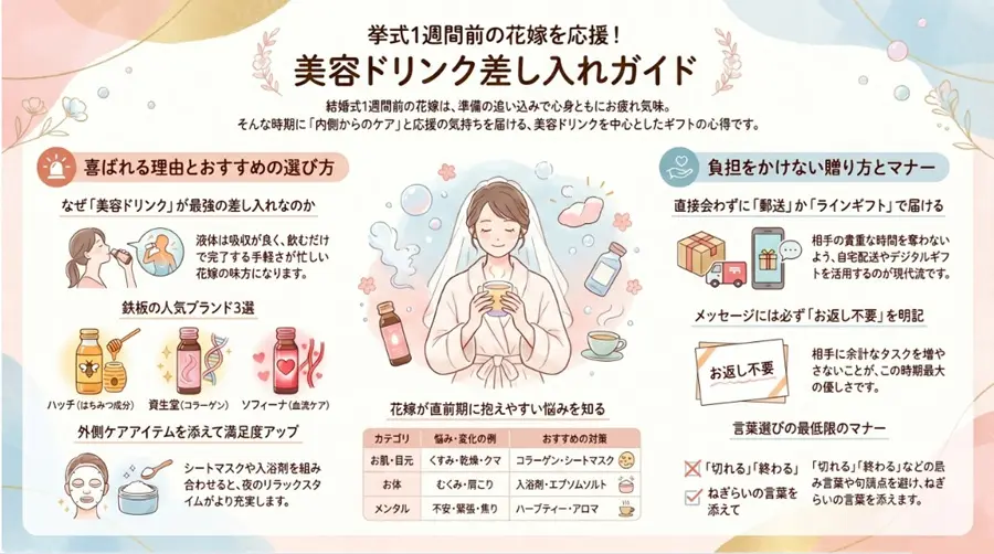 結婚式1週間前に友達へ差し入れ｜美容ドリンクで贈る花嫁応援