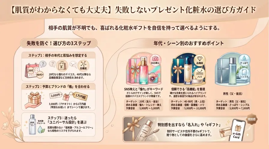 プレゼント向け化粧水の選び方｜肌質がわからなくても大丈夫