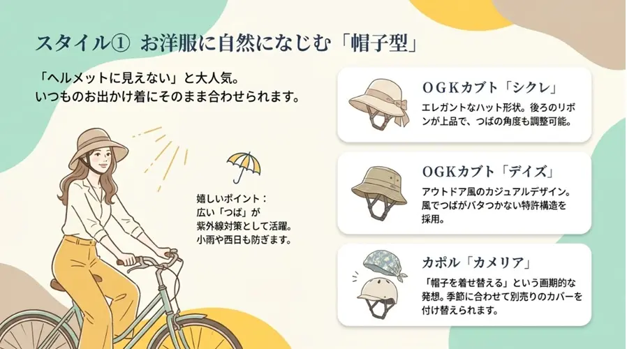 おしゃれな帽子型ヘルメットが女性に人気の背景