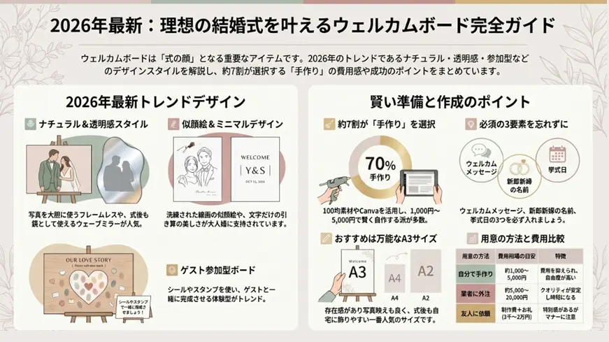 結婚式ウェルカムボードおすすめデザイン20選｜手作り・費用も解説