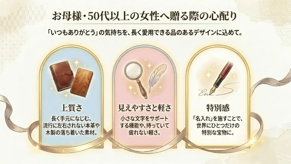 母や50代女性へ贈るときのポイント