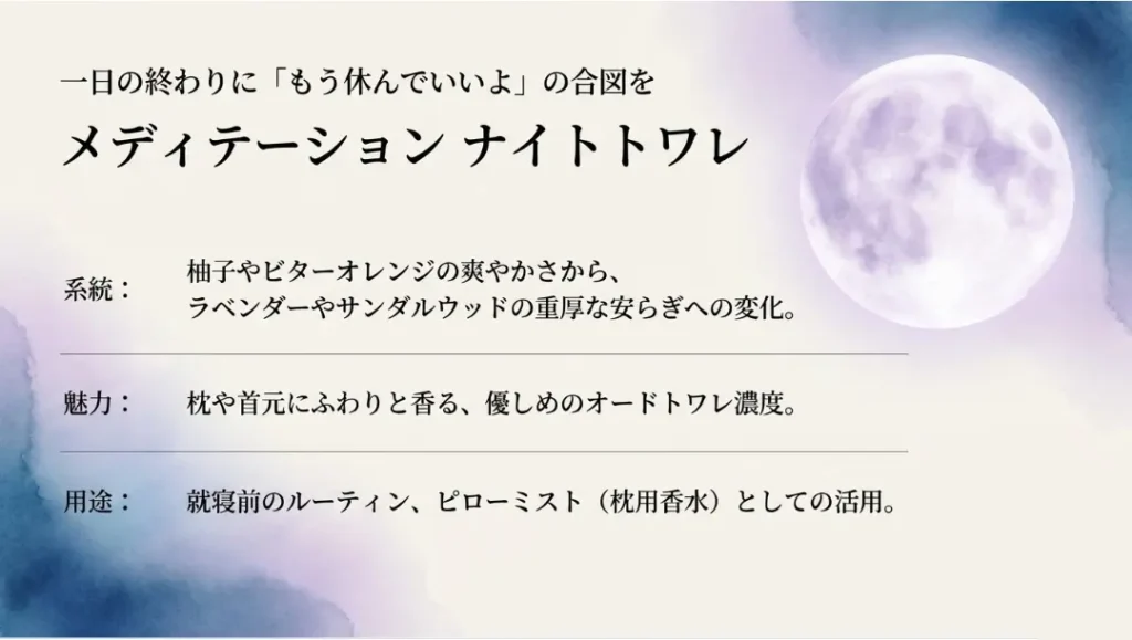 メディテーションナイトトワレは寝香水向き