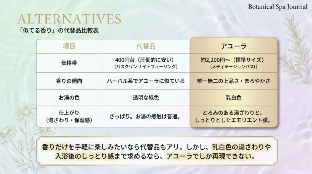 似てる香りの代替品との比較