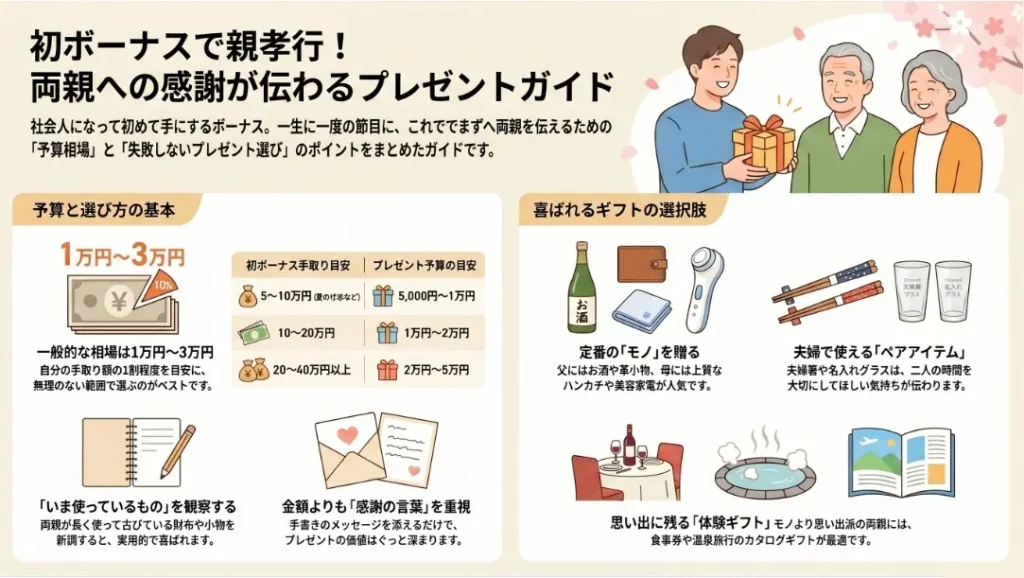 初めてのボーナスで両親に何を贈る?感謝が伝わるプレゼント徹底ガイド