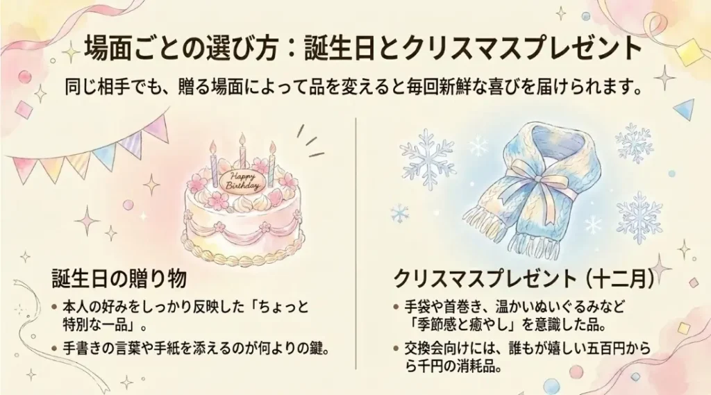 誕生日やクリスマスに人気の品