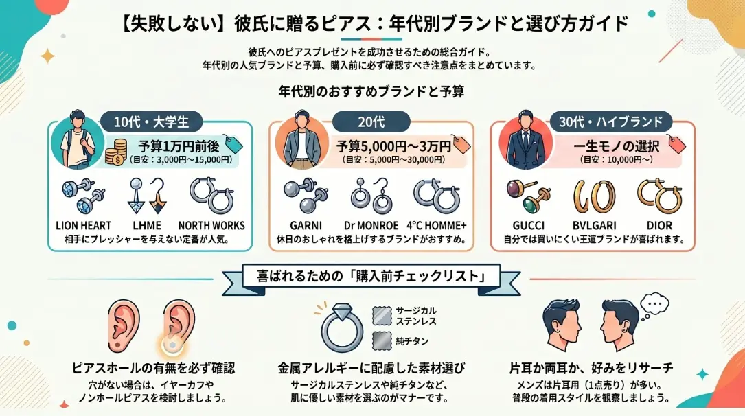 失敗しない彼氏に贈るピアス年代別ブランドと選び方ガイド